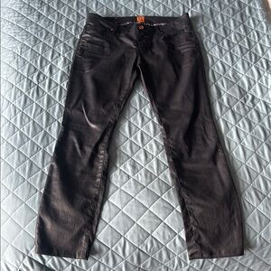 Women’s Black Straight-Leg HUGO BOSS faux-Leather Jeans